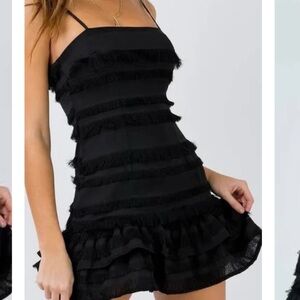 Princess Polly Black mini dress with ruffles